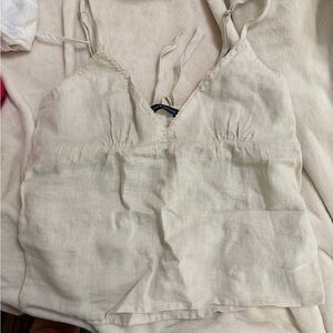 Brandy Melville Cream Lace Trim Top